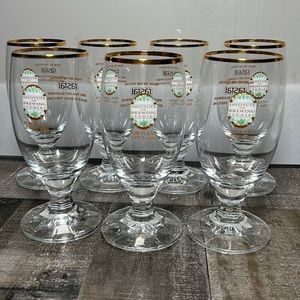 Vintage 1994 Crystal Glasses 22k Gold Rim Institute for Brewing Studies Portland
